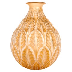 1927 René Lalique - Vase Malesherbes Glass With Sepia Patina