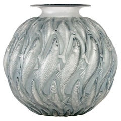 1927 René Lalique - Vase Marisa Frosted Glass with Blue Patina
