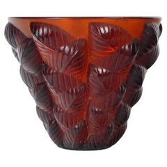 Antique 1927 René Lalique - Vase Moissac Red Amber Glass