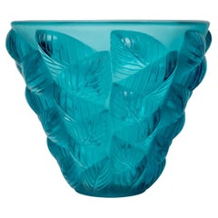 1927 René Lalique - Vase Moissac verre turquoise