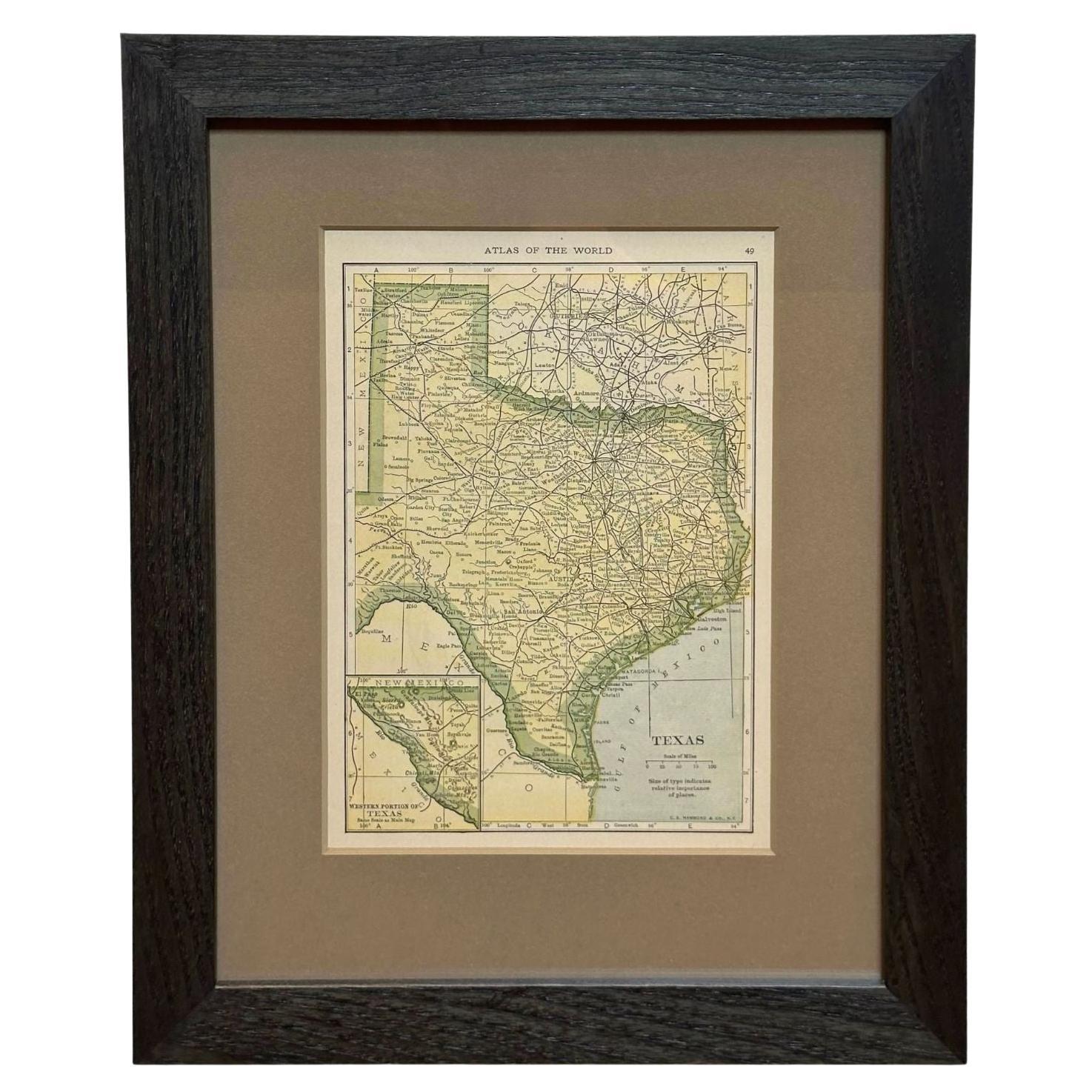 Carte "Texas" de 1927 par C.I.C. Hammond en vente