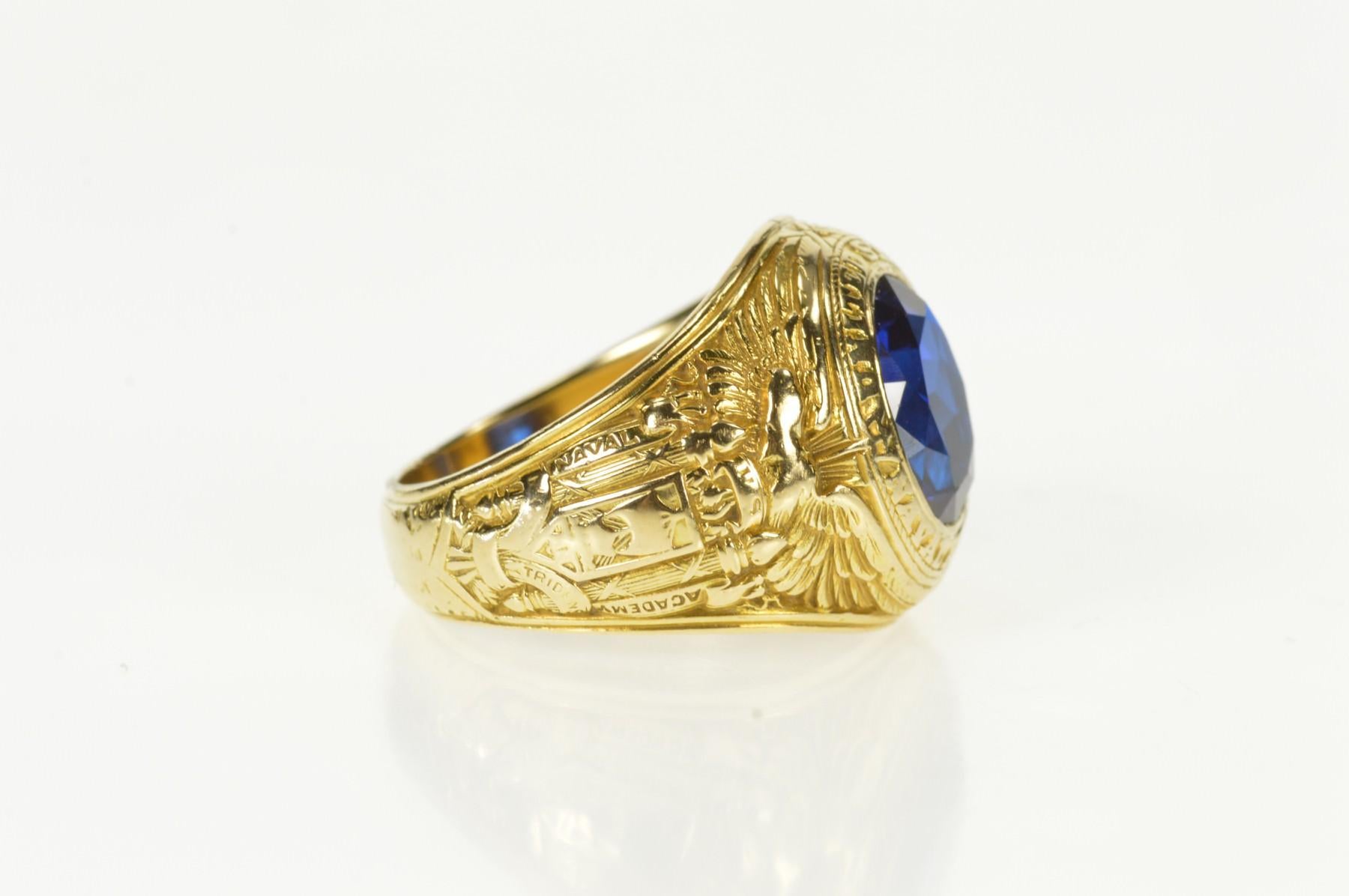 Historic 1927 Tiffany Naval Academy Class Ring. Size 9.75 weighing 24 grams crafted in 14k yellow gold. 
