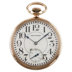 Antique 1927 Waltham Gold-Filled Open Face Pocket Watch, Size 16S