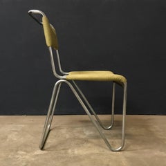 1927, W.H. Gispen for Gispen, Diagonal Chair 102 in Original Yellow Faux Leather