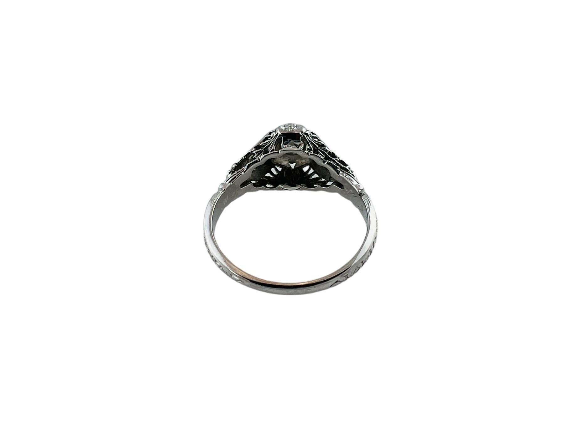 1928 18K White Gold Diamond Filigree Engagement Ring #16582 In Good Condition For Sale In Washington Depot, CT