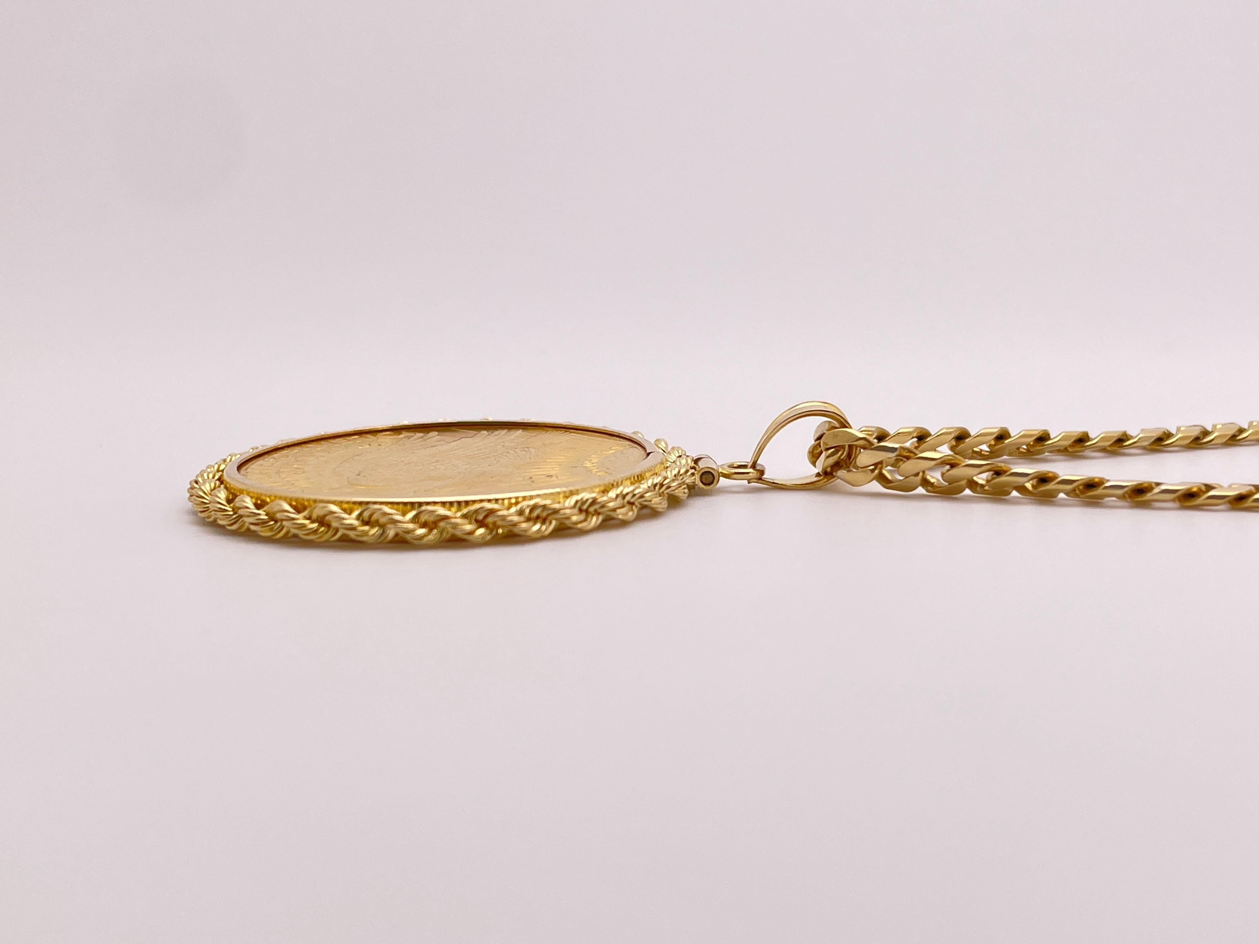 1928 $20 Saint Gaudens Double Eagle Gold Coin Pendant For Sale 2