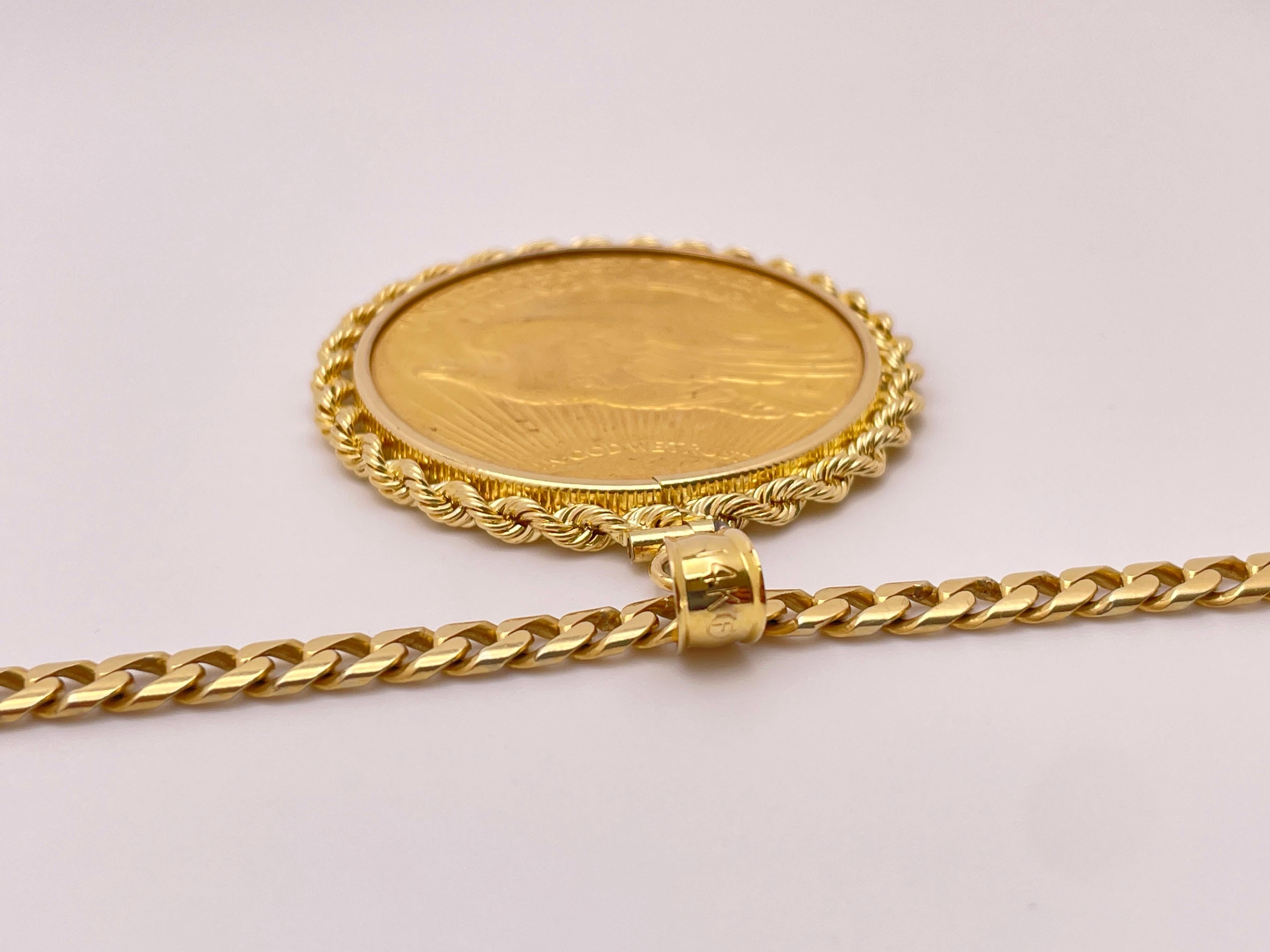 1928 $20 Saint Gaudens Double Eagle Gold Coin Pendant For Sale 3