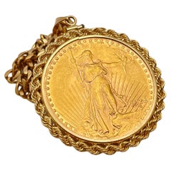 1928 $20 Saint Gaudens Double Eagle Gold Coin Pendant