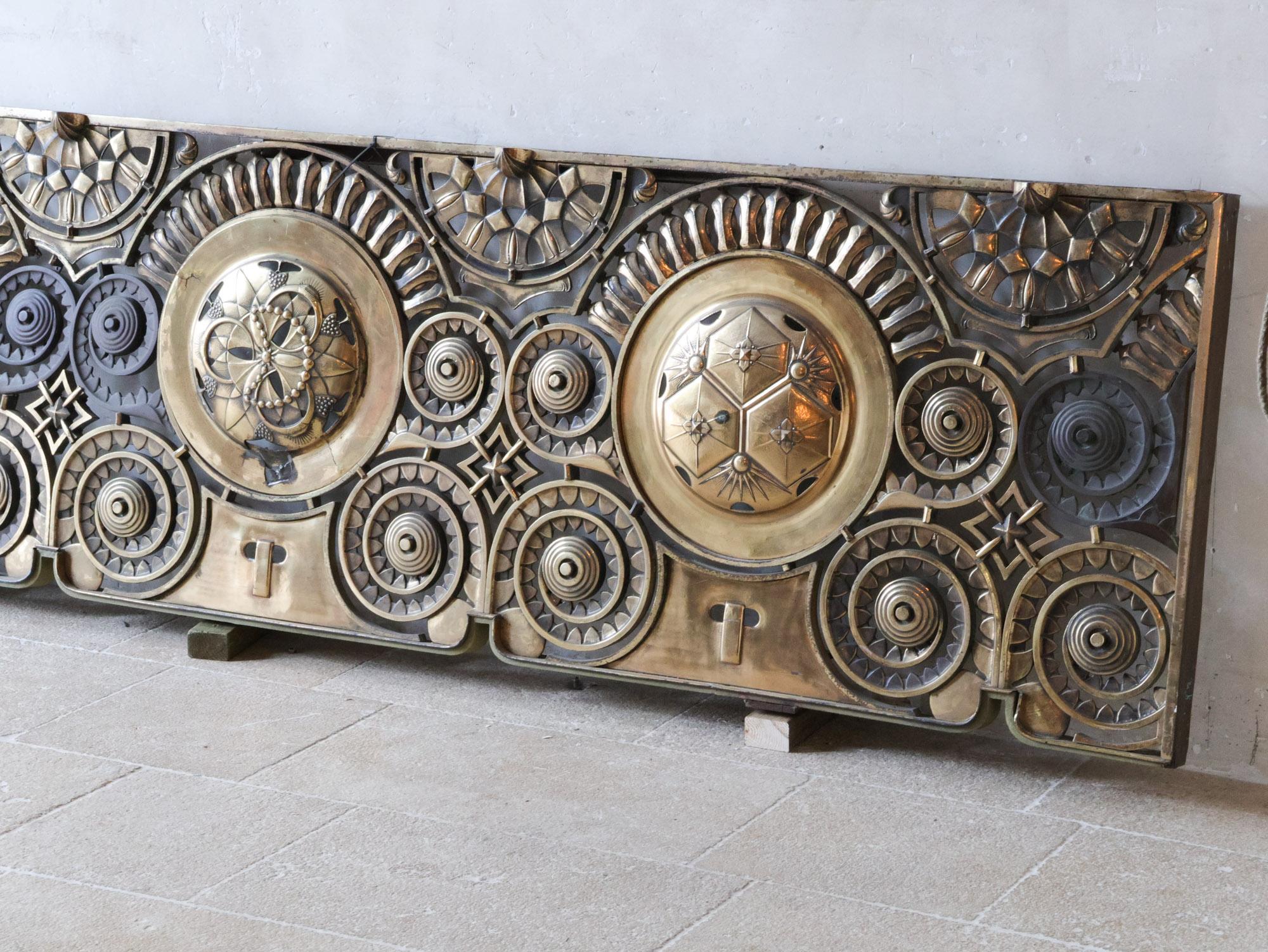 Art-Déco-Bar aus Kupfer und Bronze im Art déco-Stil – Hotelreception – Thekenfront, 1920er Jahre im Angebot 5