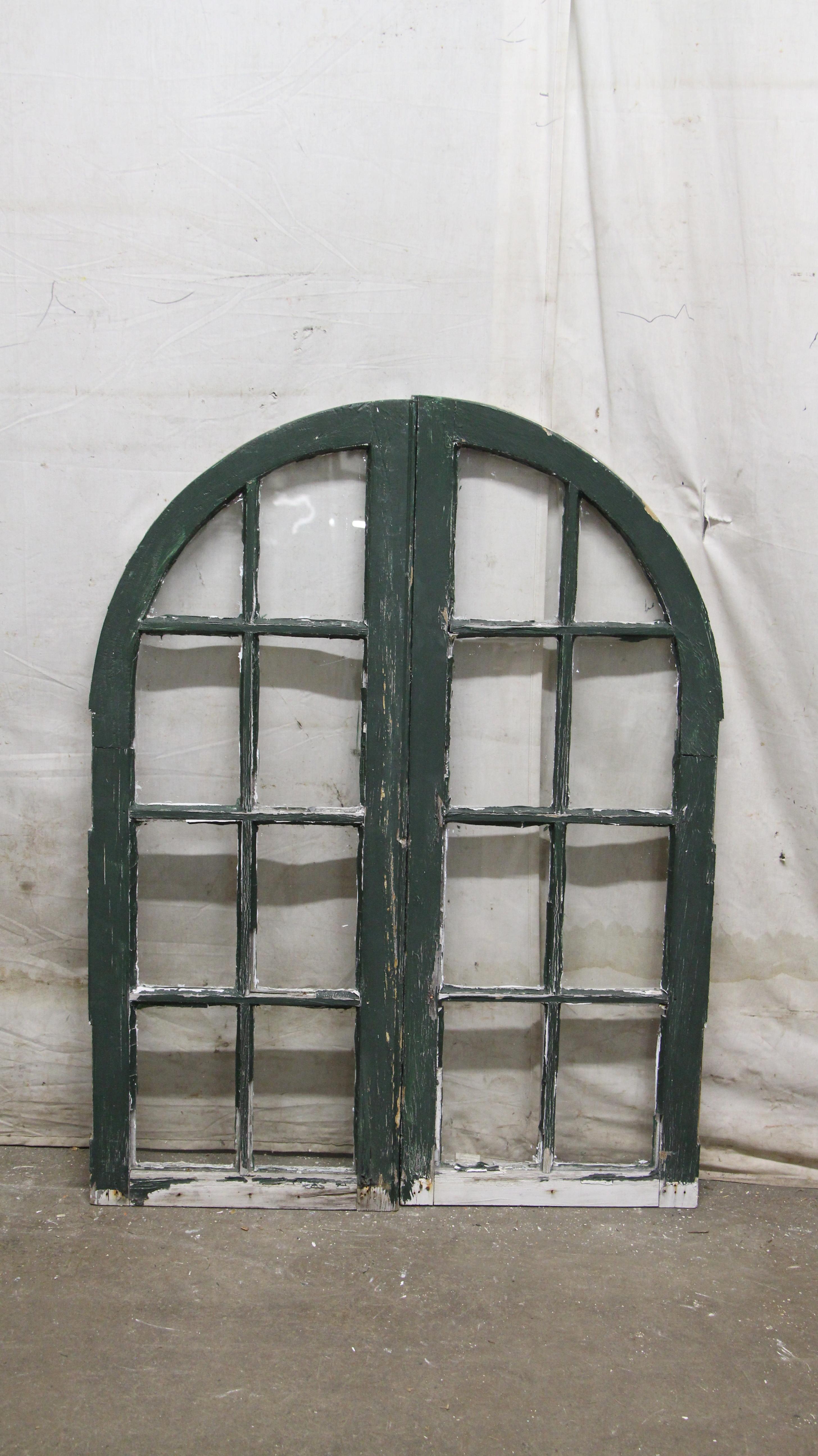 Early 20th Century 1928 Arched Pair of Windows from Billy Rose Owner of Tudor Mansion Rose Hill