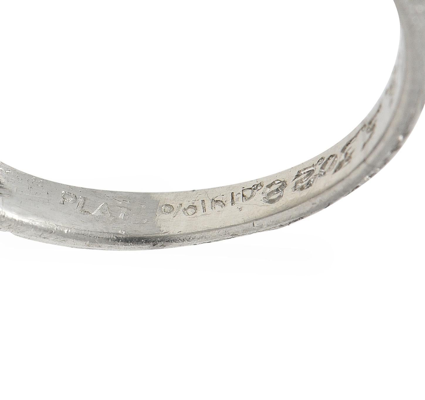 1928 Art Deco 0.56 CTW Old European Diamond Platinum Engagement Ring For Sale 4