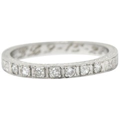1928 Art Deco Diamond Platinum Orange Blossom Band Ring