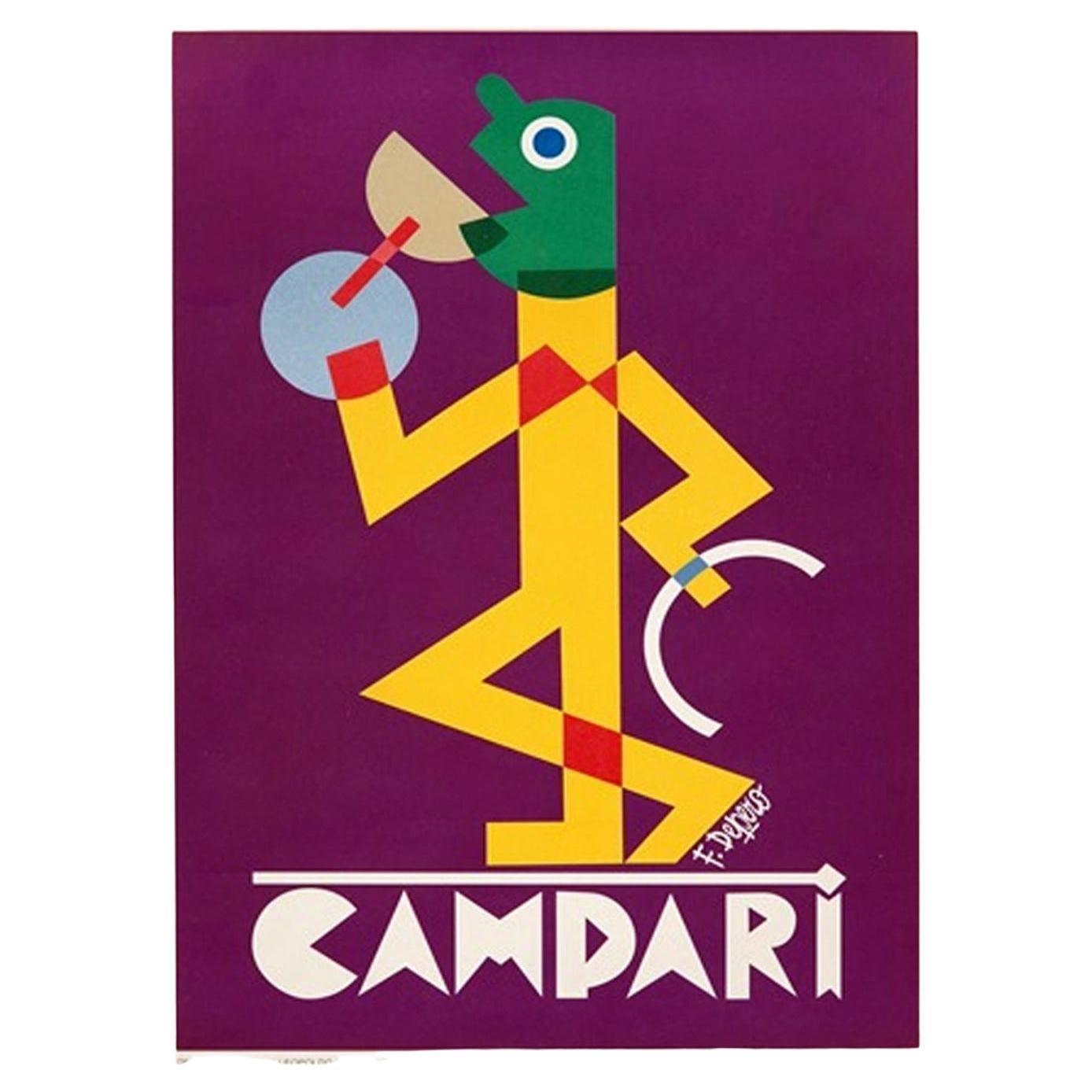 Affiche vintage d'origine 1928 Campari Viola, Fortunato Depero