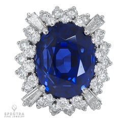 Bague Spectra Fine Jewelry certifiée AGL, saphir de Ceylan 19.28 carats et diamant