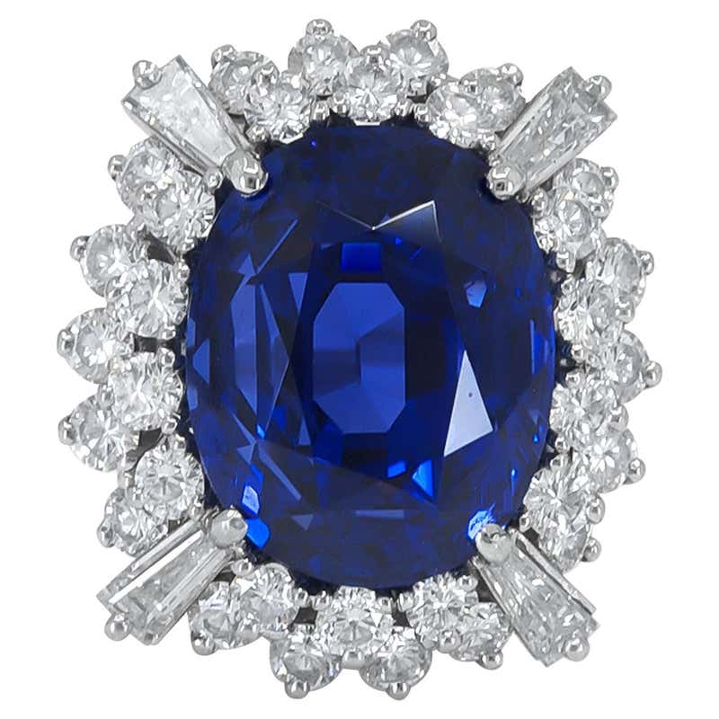Certified 3.98 Carat Ceylon Sapphire and Diamond Ring For Sale at ...