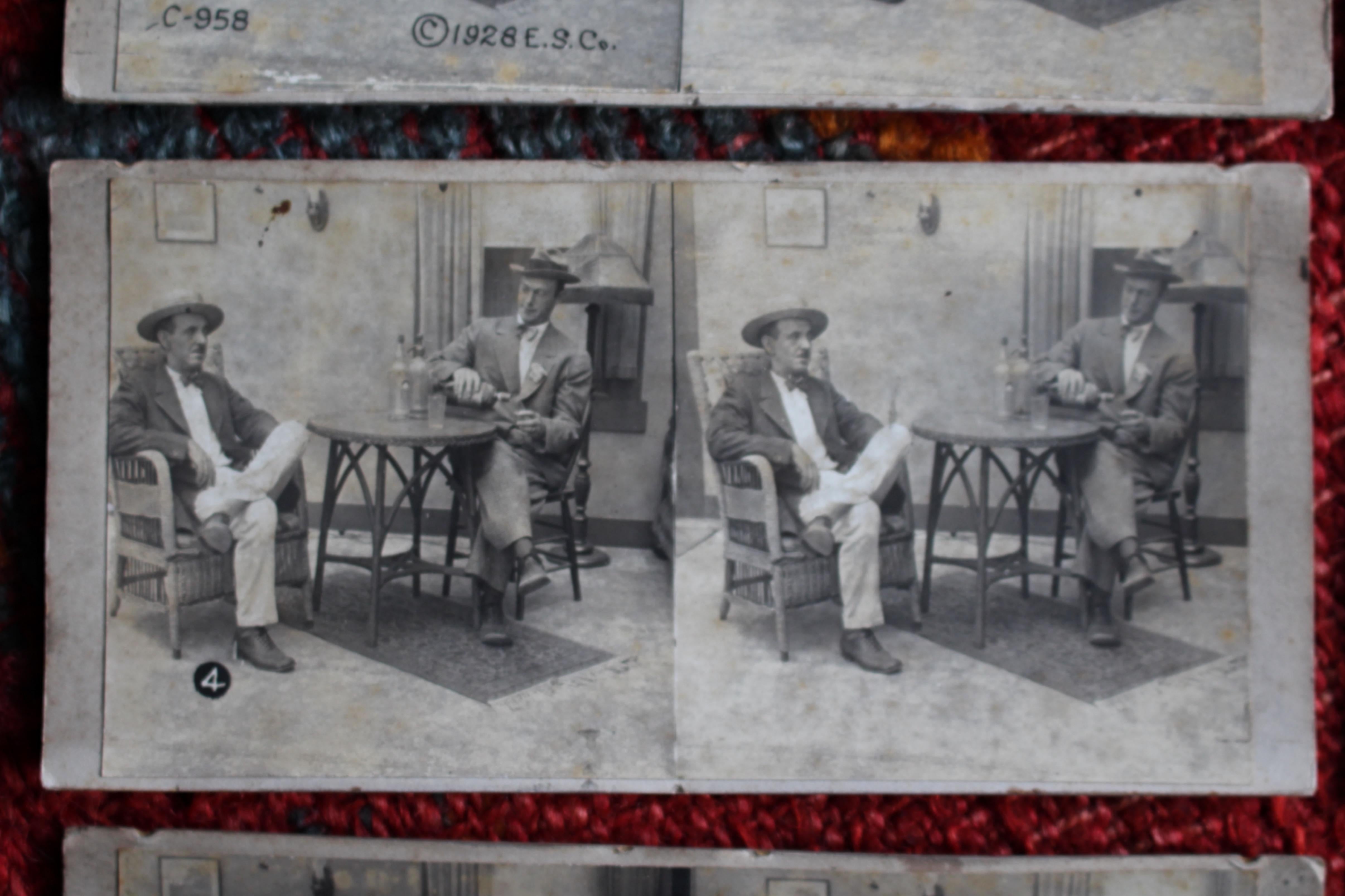 1928 Drink or Turn Into Bones Rare American Prohibition Stereoview Cards Curio en vente 4