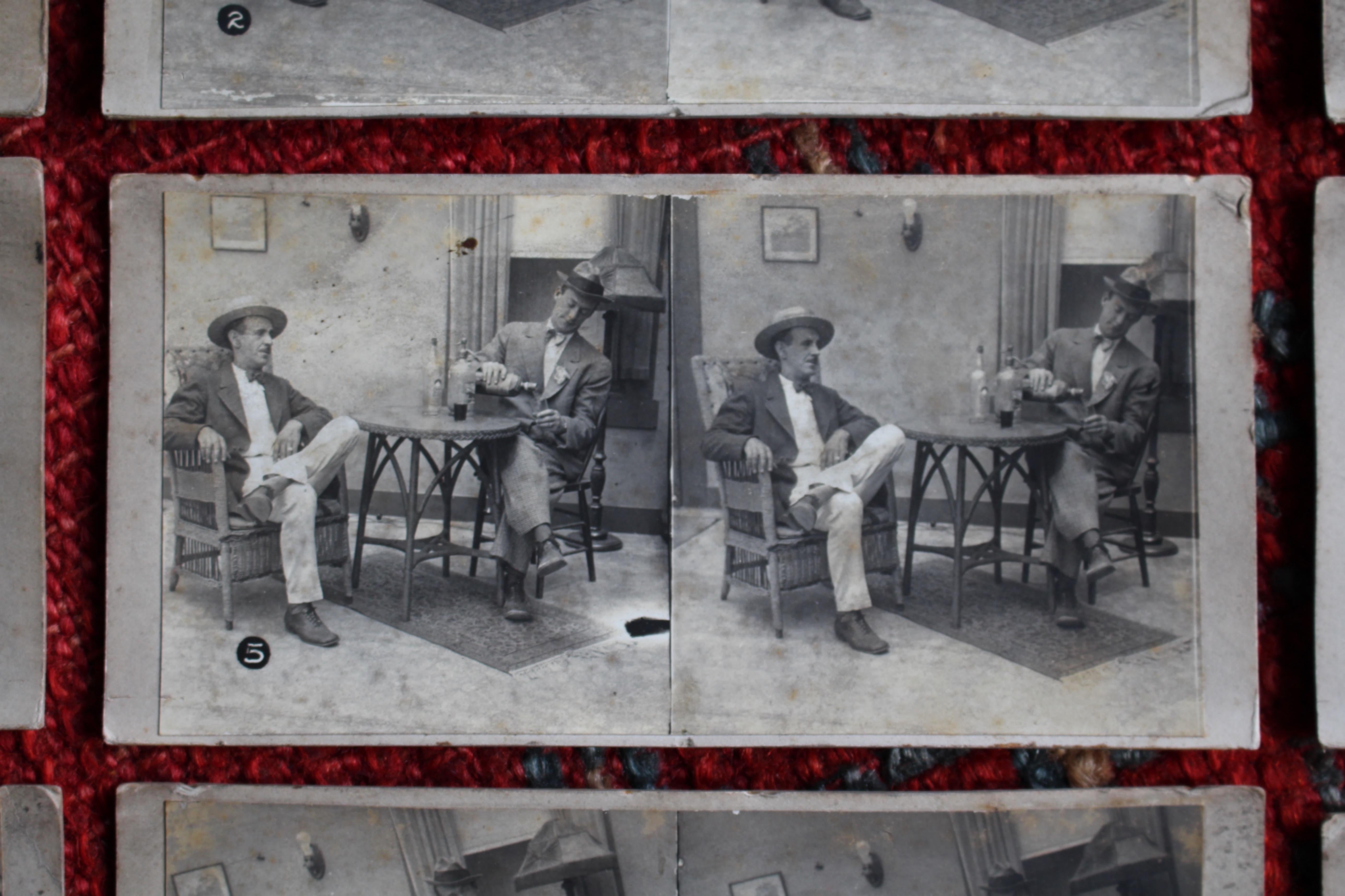 1928 Drink or Turn Into Bones Rare American Prohibition Stereoview Cards Curio en vente 5