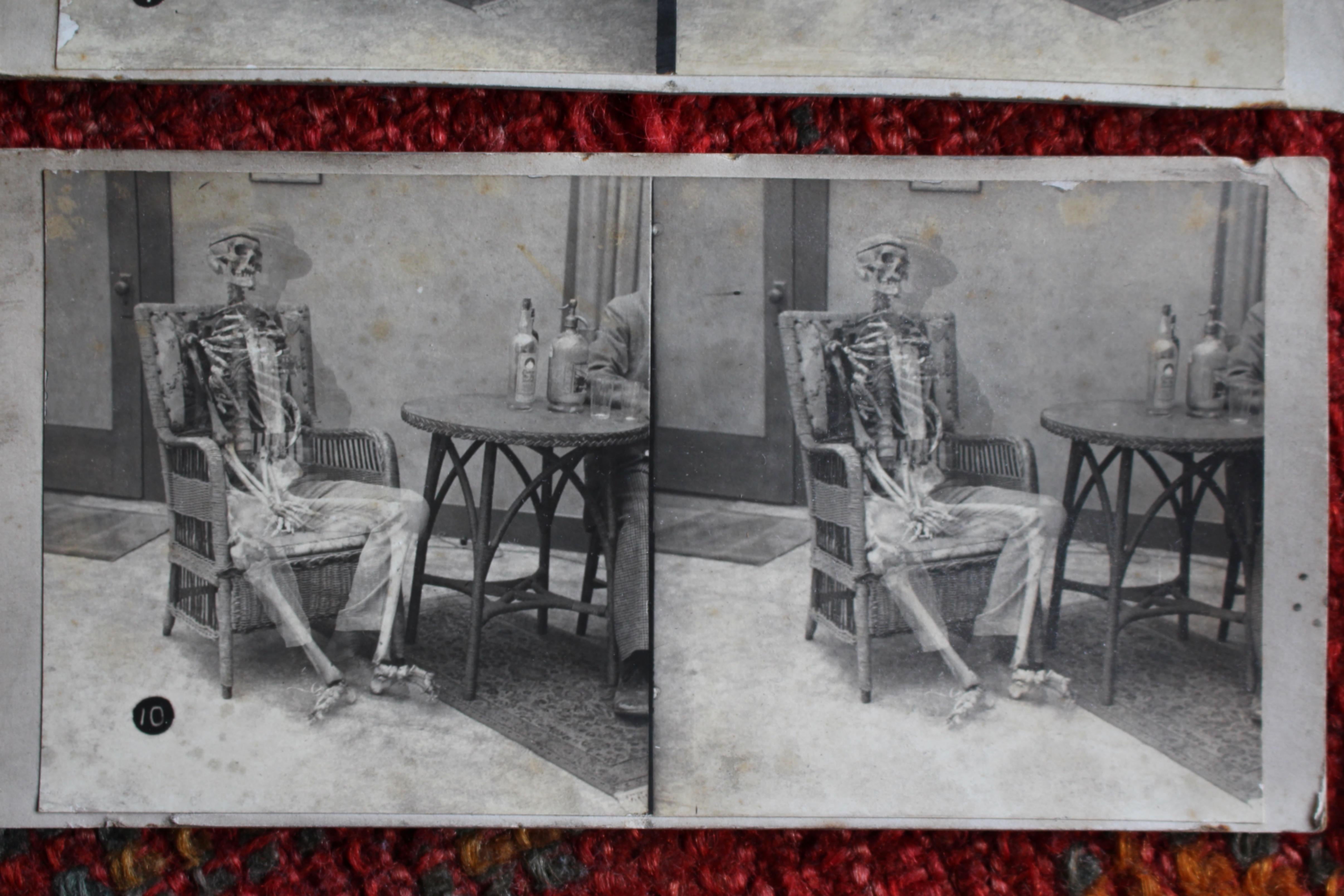 1928 Drink or Turn Into Bones Rare American Prohibition Stereoview Cards Curio en vente 10
