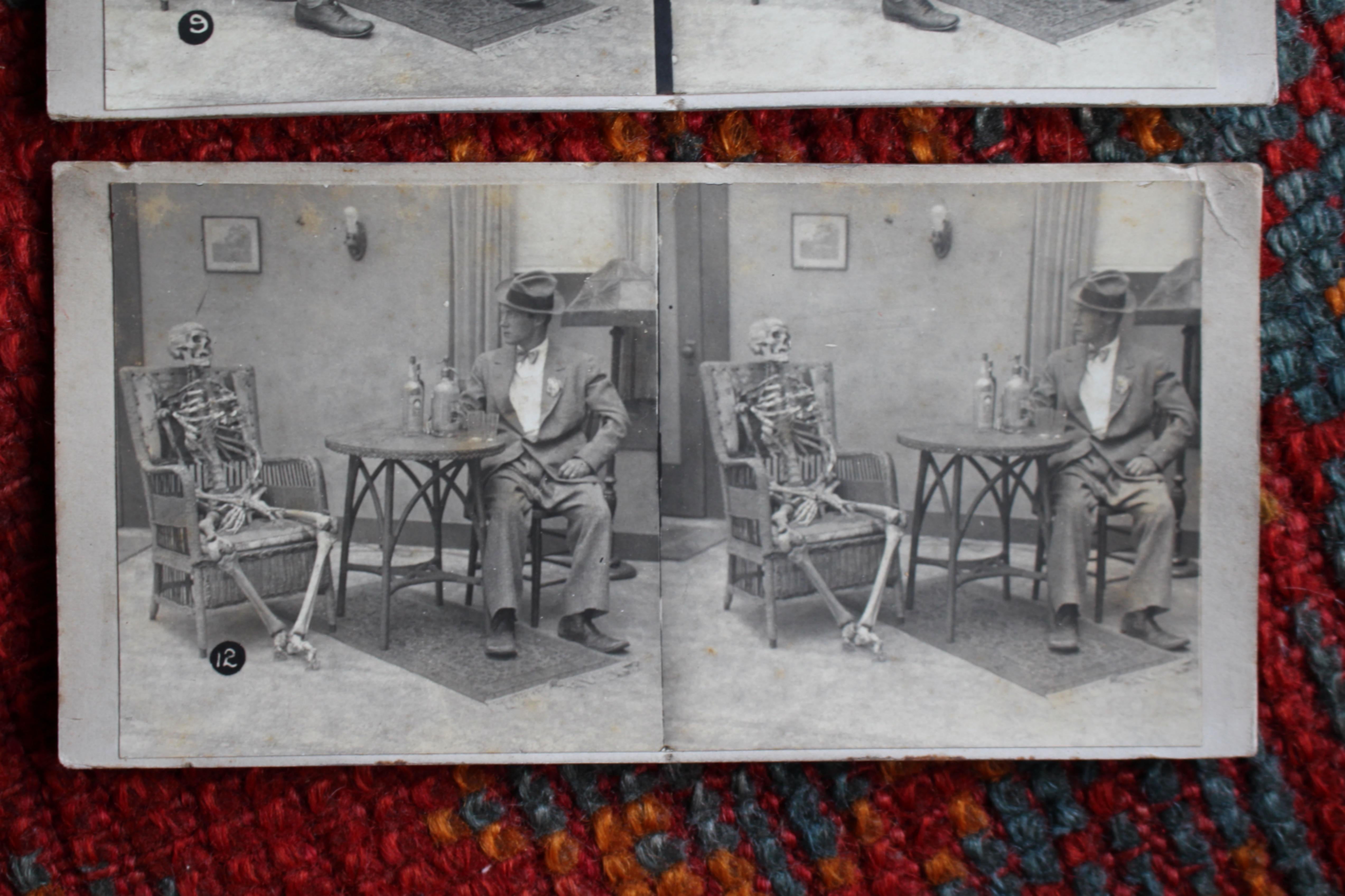 1928 Drink or Turn Into Bones Rare American Prohibition Stereoview Cards Curio en vente 12