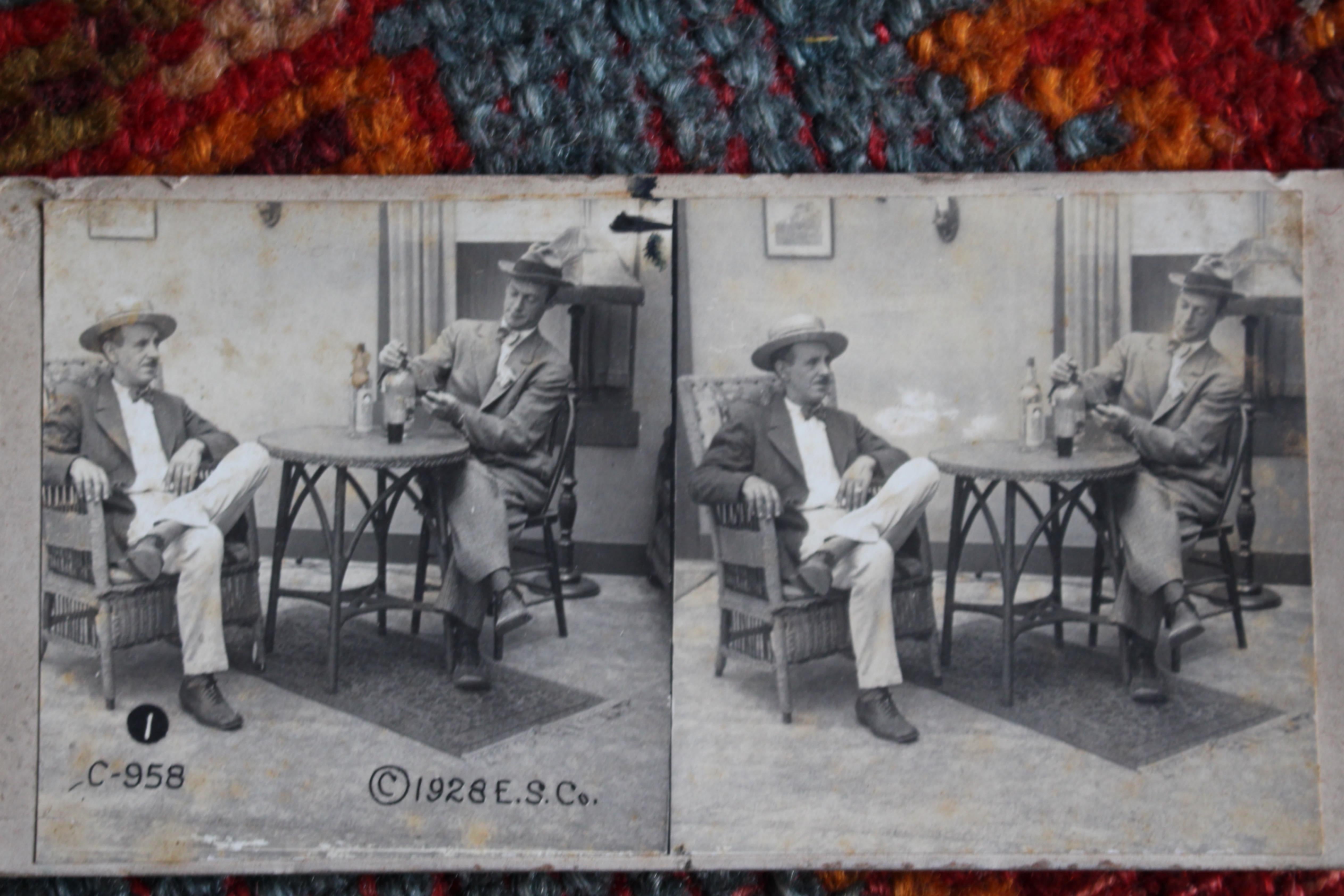 1928 Drink or Turn Into Bones Rare American Prohibition Stereoview Cards Curio en vente 1