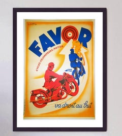 Affiche vintage d'origine Favor Cycles, 1928
