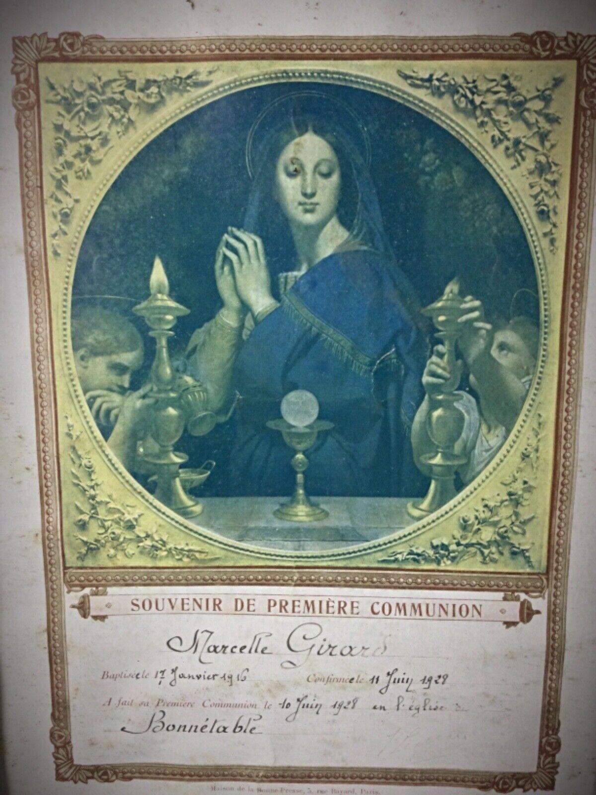 Ritratto ricordo della prima comunione del 1928 di Marcelle Girard - Incorniciato - 2Y71 In condizioni buone in vendita a Bordeaux, FR