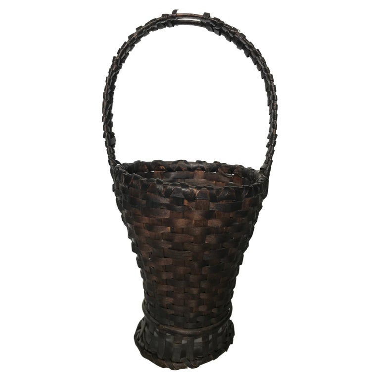 1928 Folk Art Handwoven Basket For Sale at 1stDibs