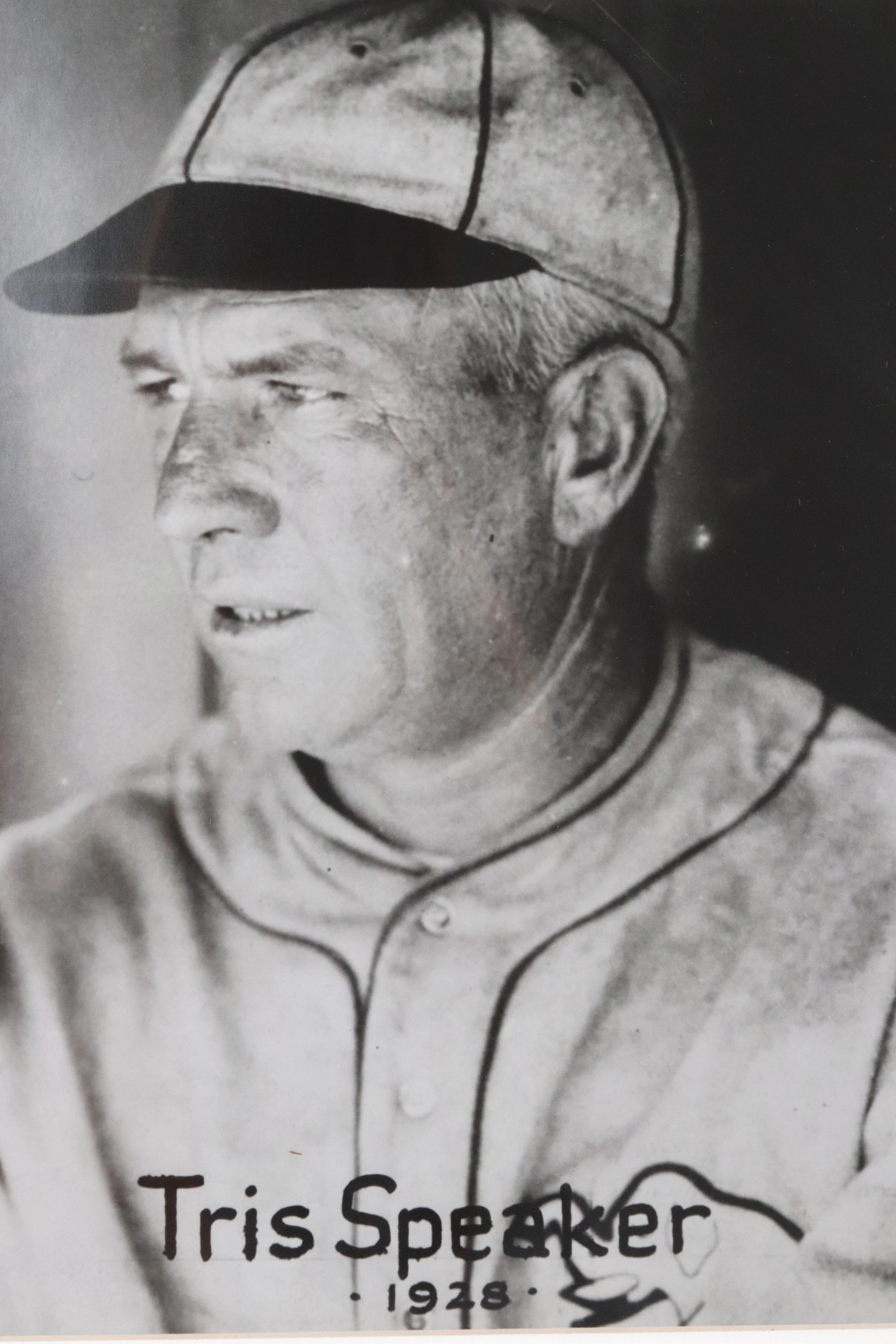 1928 Framed Baseball Player Tris Speaker Photograph In Good Condition For Sale In New York, NY