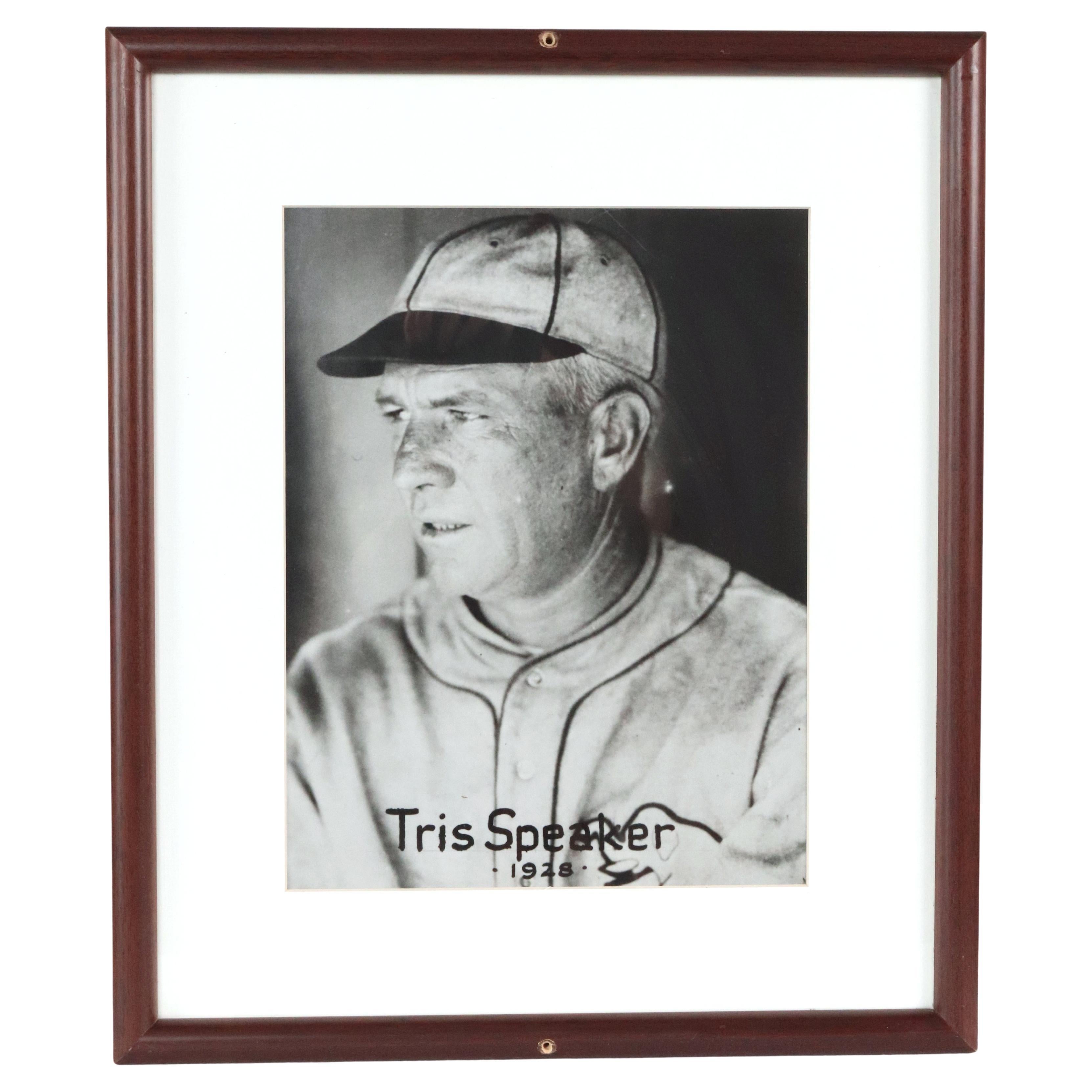 1928 Framed Baseball Player Tris Speaker Photograph For Sale