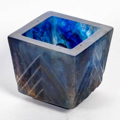 1928 François Décorchemont - Ciotola Coppa Carrés Chevrons Paté de Verre di vetro