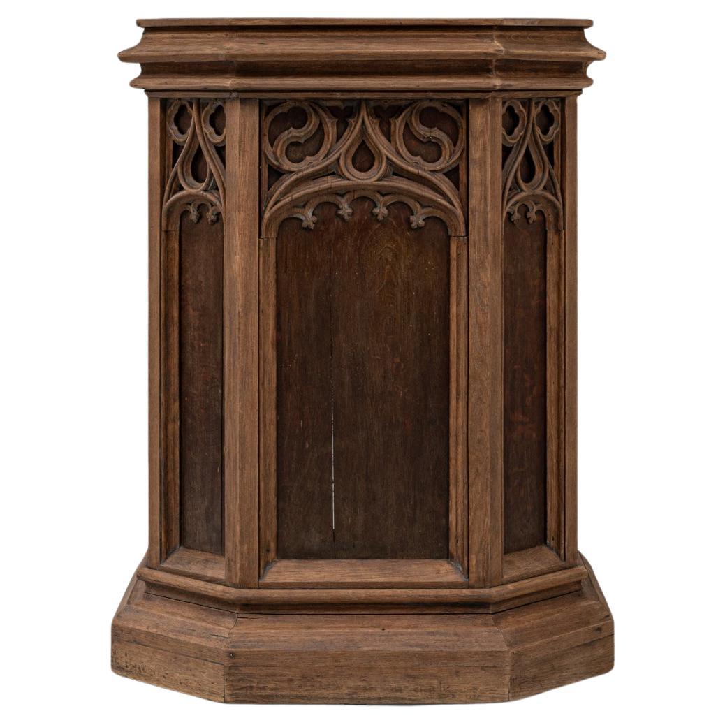 1928 French Gothic Revival Wooden Pulpit