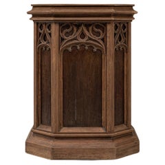 Antique 1928 French Gothic Revival Wooden Pulpit