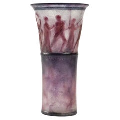 1928 Gabriel Argy Rousseau, Vase Personnages Grecs En Frise Pate-de-verre Glass