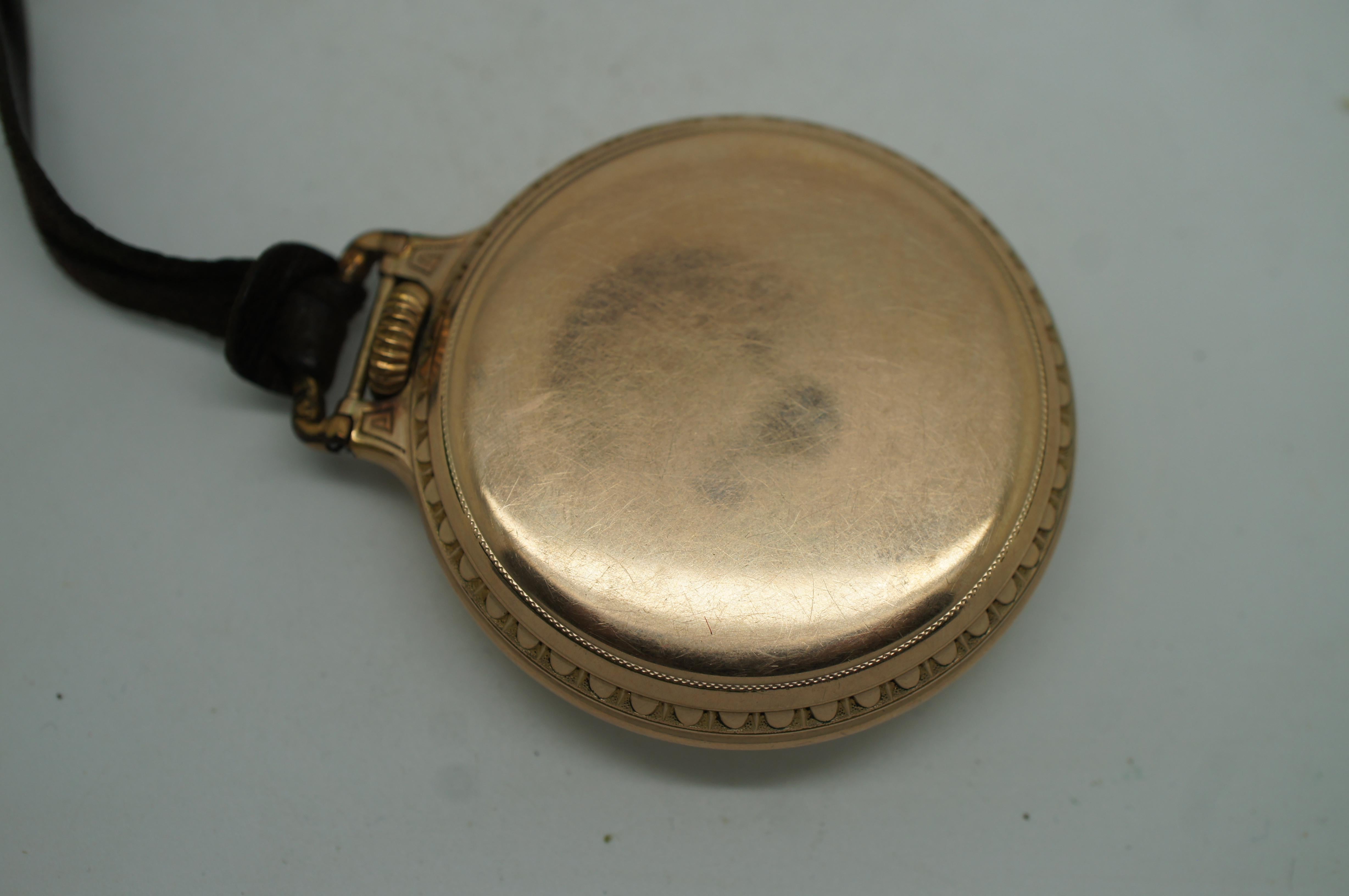 1928 Hamilton Railroad #2 10K Gold Filled 21J Pocket Watch 16s Runs In Good Condition For Sale In Dayton, OH