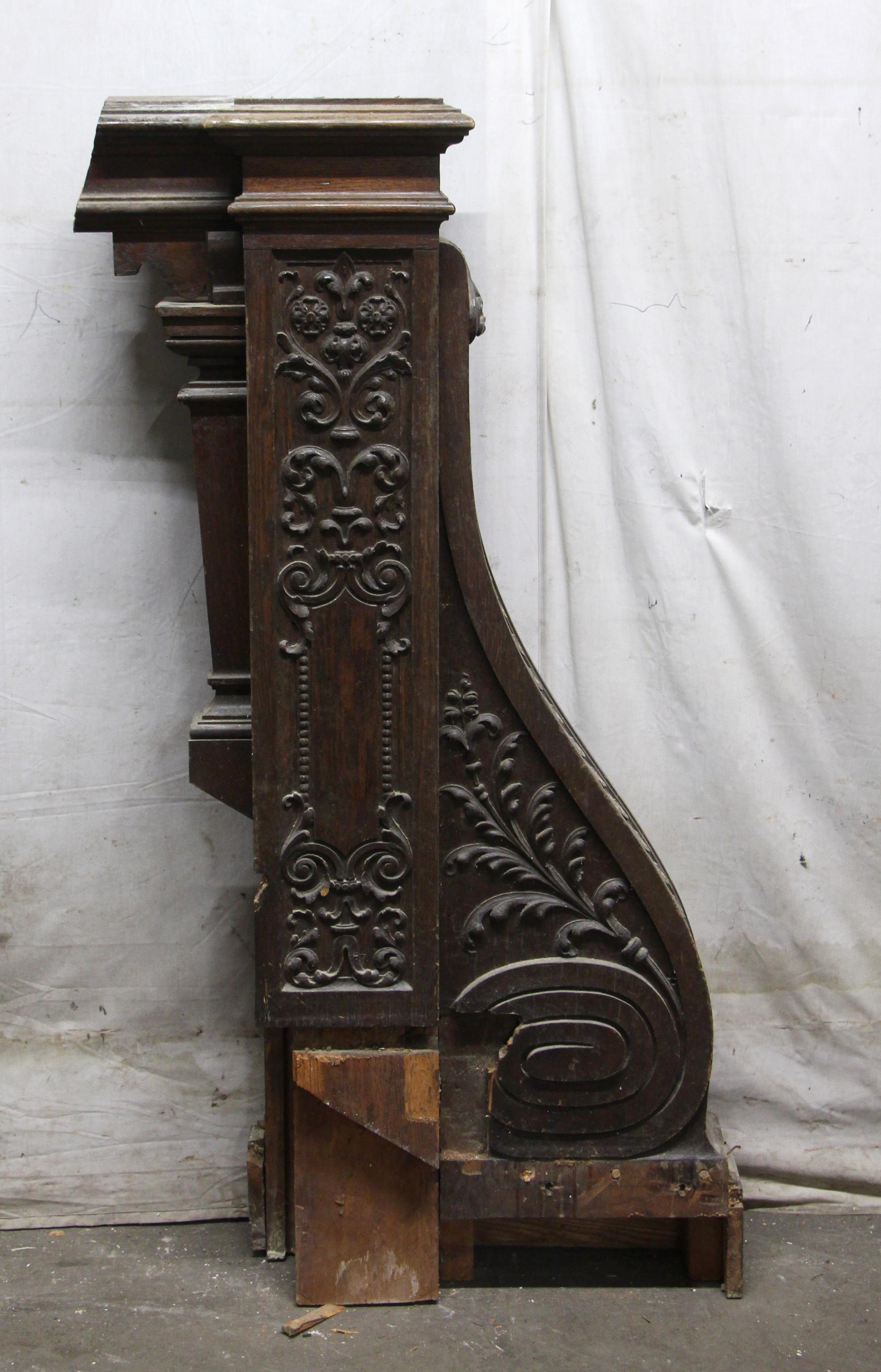 1928 Intricately Carved Oak Newel Post from the Rose Hill Tudor Mansion 1