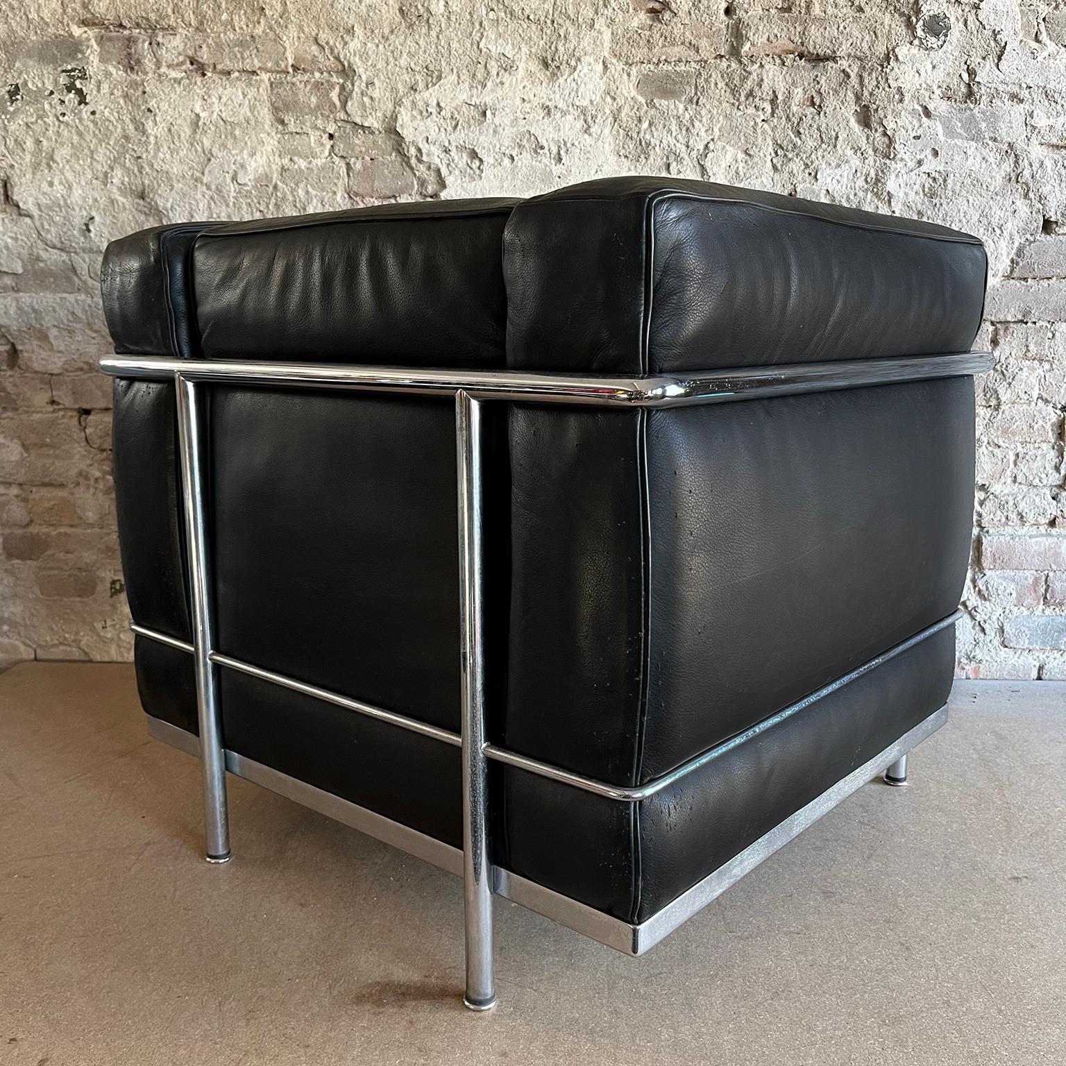 Early 20th Century 1928, Le Corbusier, LC2 Easy Chair Black Leather by Cassina