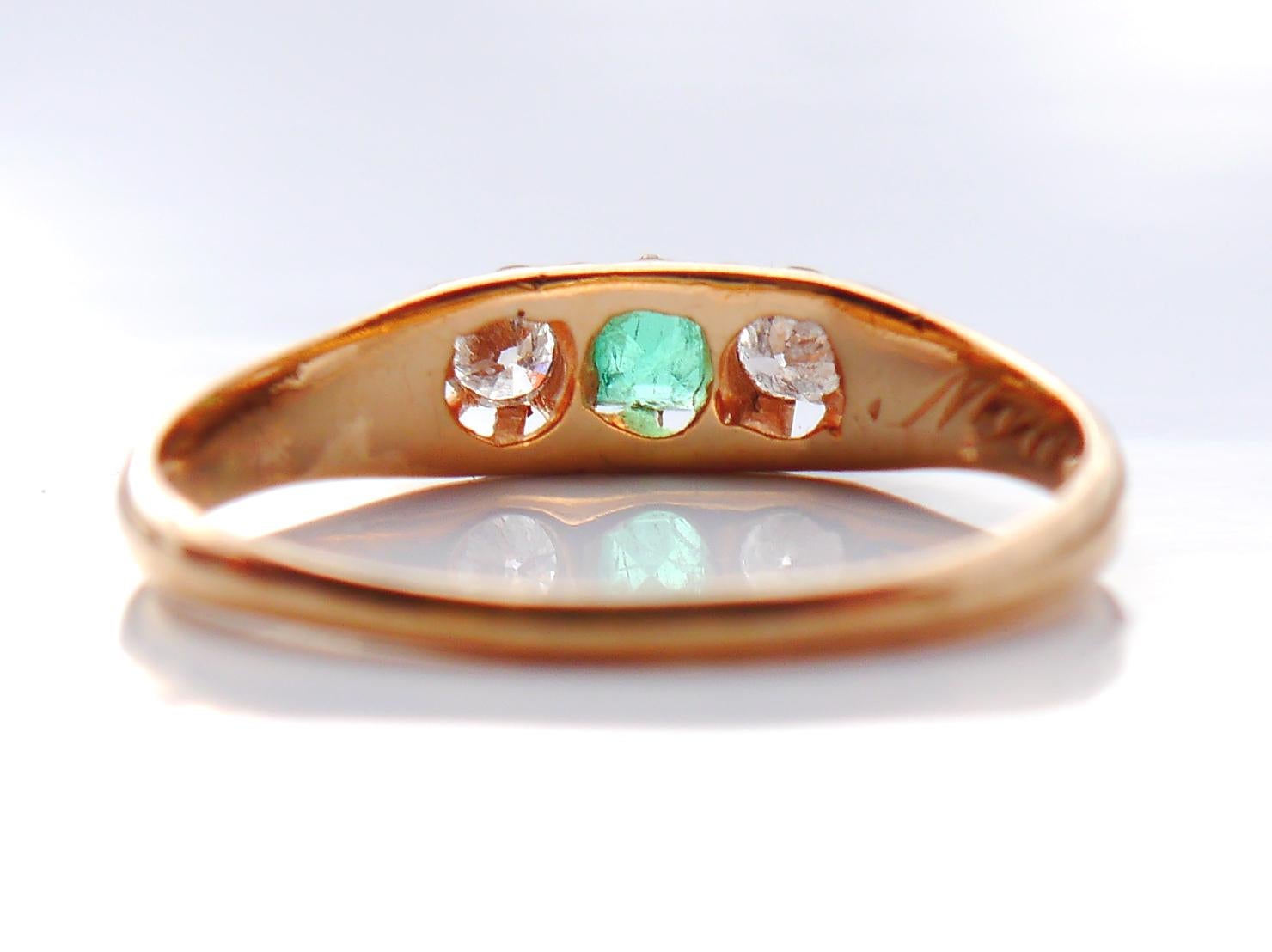 1928 Nordic Ring Emerald Diamonds solid 18K Gold ØUS8 / 2gr For Sale 2