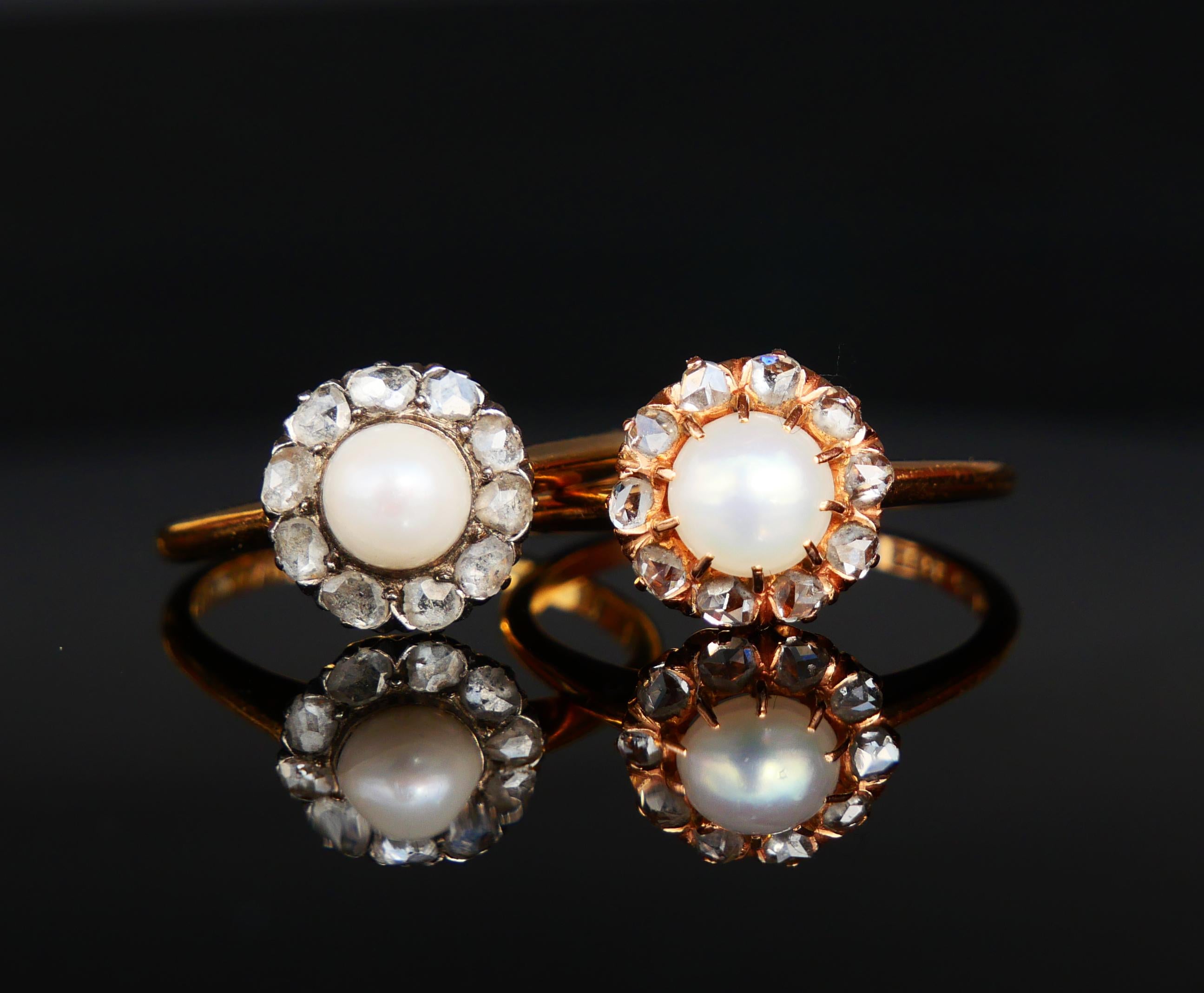 1928 Nordic Wedding Ring Pearl Diamonds solid 18K Gold ØUS7 /3.1gr 8