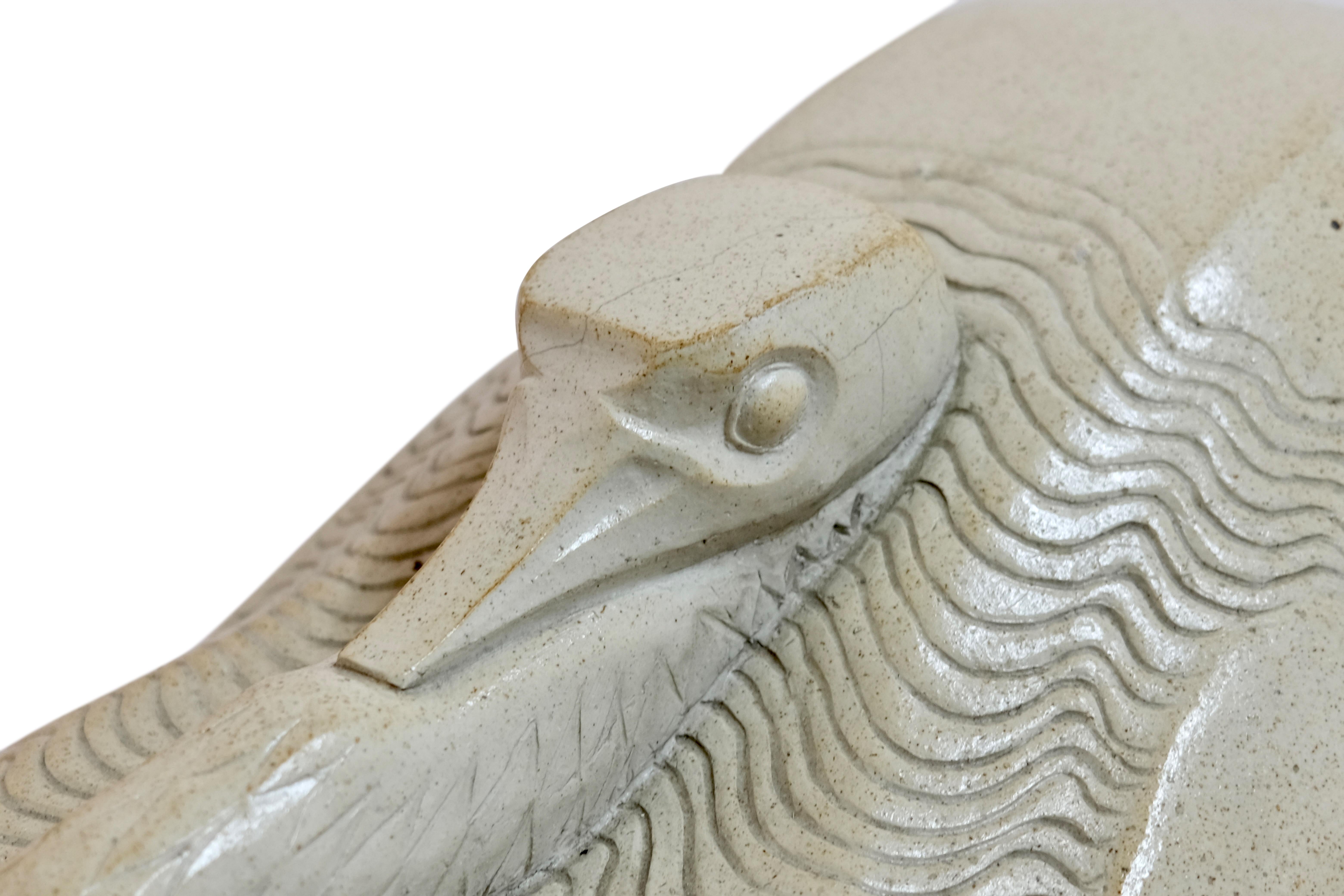1928 Ostrich Stoneware Sculpture from Gaston Le Bourgeois for Sèvres Manufactory In Good Condition For Sale In Ulm, DE