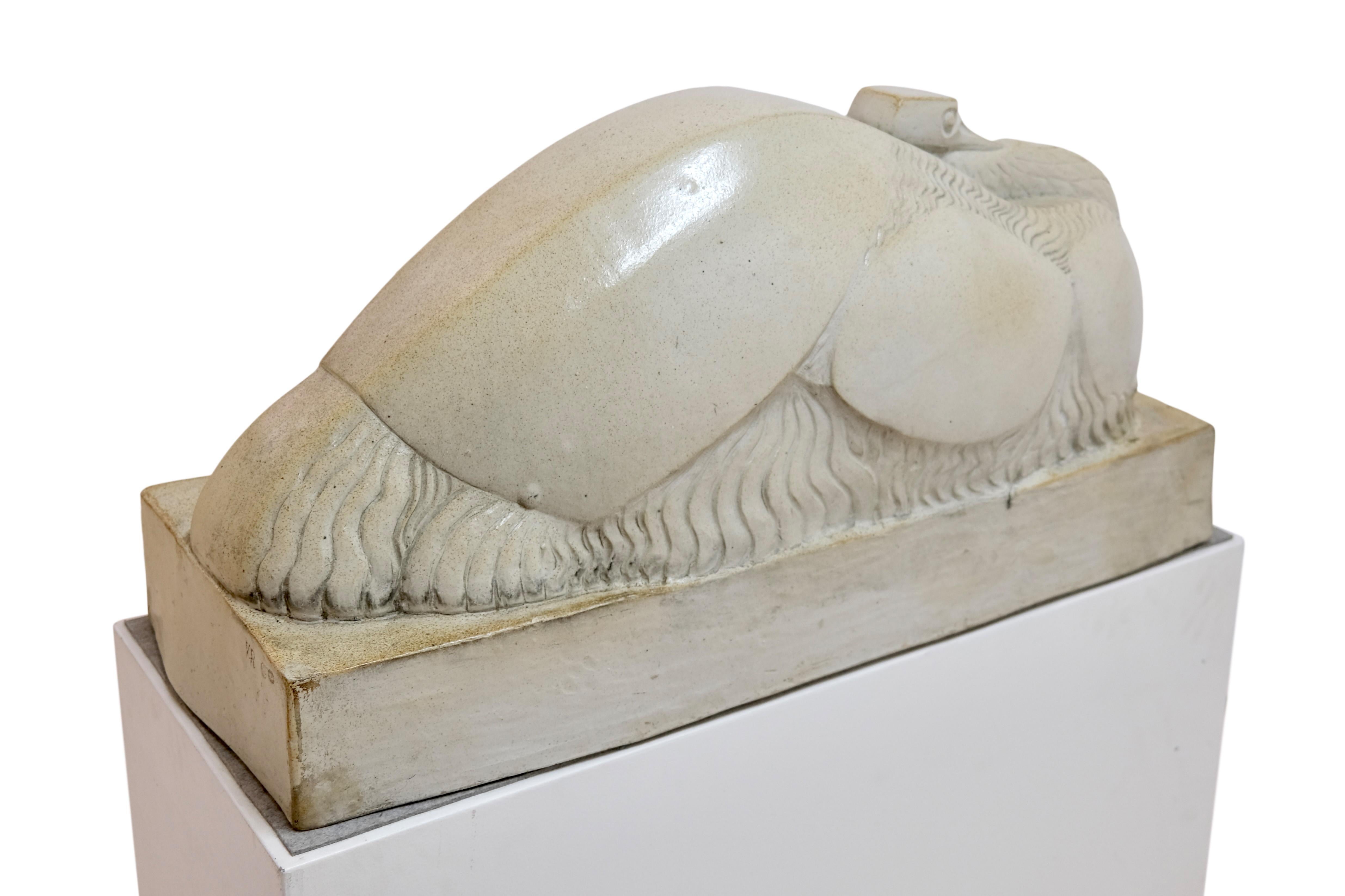 1928 Ostrich Stoneware Sculpture from Gaston Le Bourgeois for Sèvres Manufactory For Sale 1