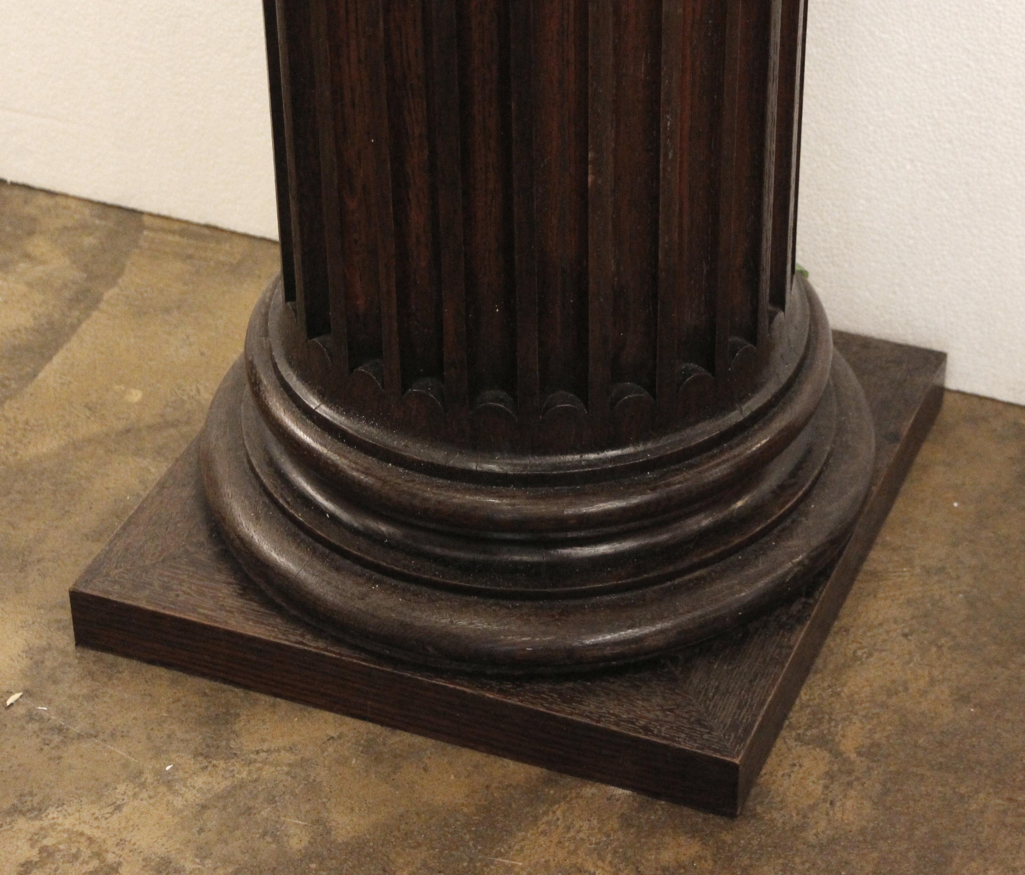 1928 Pair of Carved Fluted Oak Corinthian Columns from 