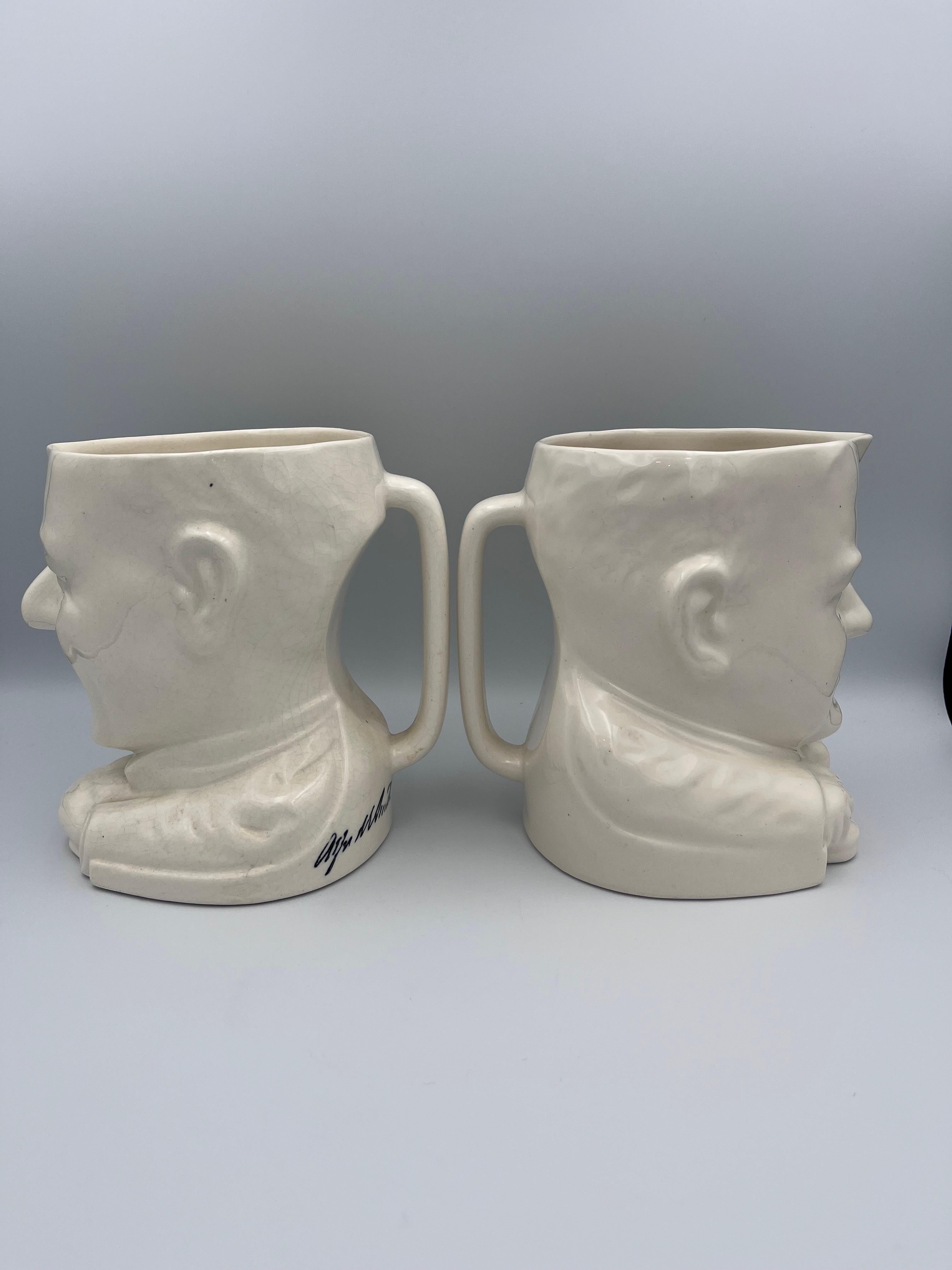 Vernissé 1928 Paire de produits patriotiques pour les élections  Herbert Hoover Alfred Smith Pitchers en vente