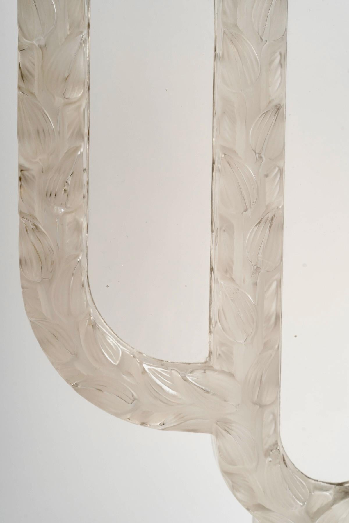 Early 20th Century 1928 René Lalique - Art Deco Pair Of Candelabras Lamps Oxford Glass For Sale