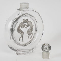 1928 Rene Lalique Baiser du Faune Perfume Bottle for Molinard Glass Grey Patina