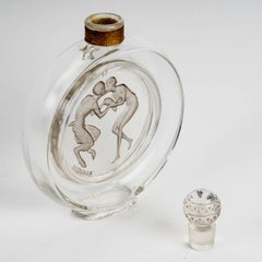 1928 Rene Lalique Baiser du Faune Perfume Bottle Glass Grey Patina for Molinard