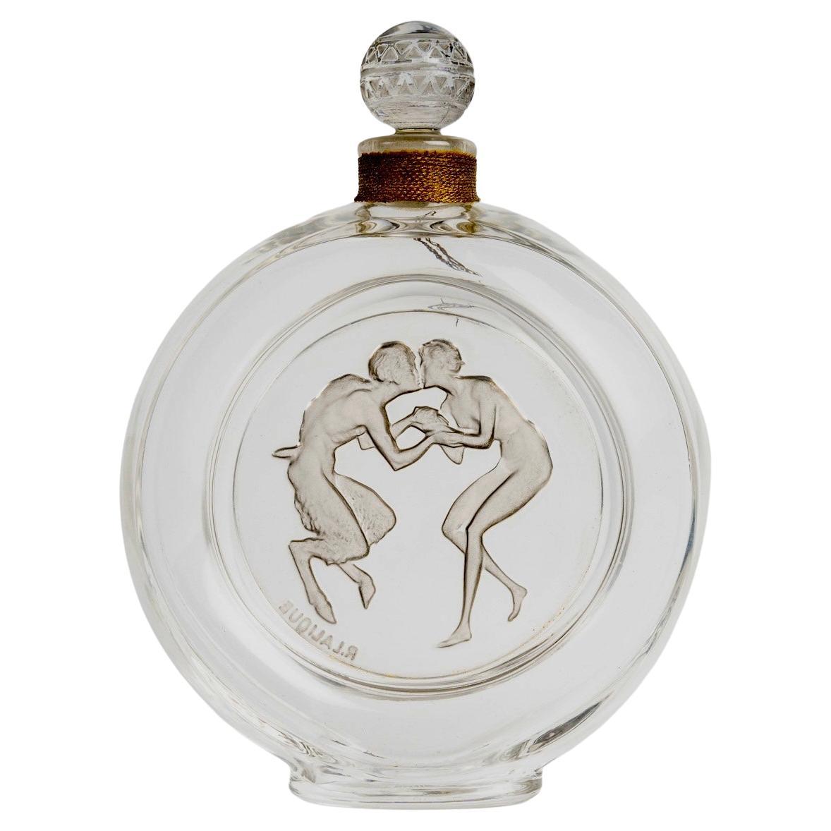 1928 Rene Lalique Baiser du Faune Perfume Bottle Glass Grey Patina for Molinard