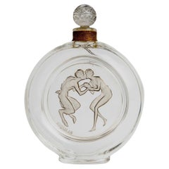 1928 Rene Lalique Baiser du Faune Perfume Bottle Glass Grey Patina for Molinard
