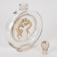 1928 Rene Lalique Baiser du Faune Perfume Bottle Glass Sepia Patina for Molinard