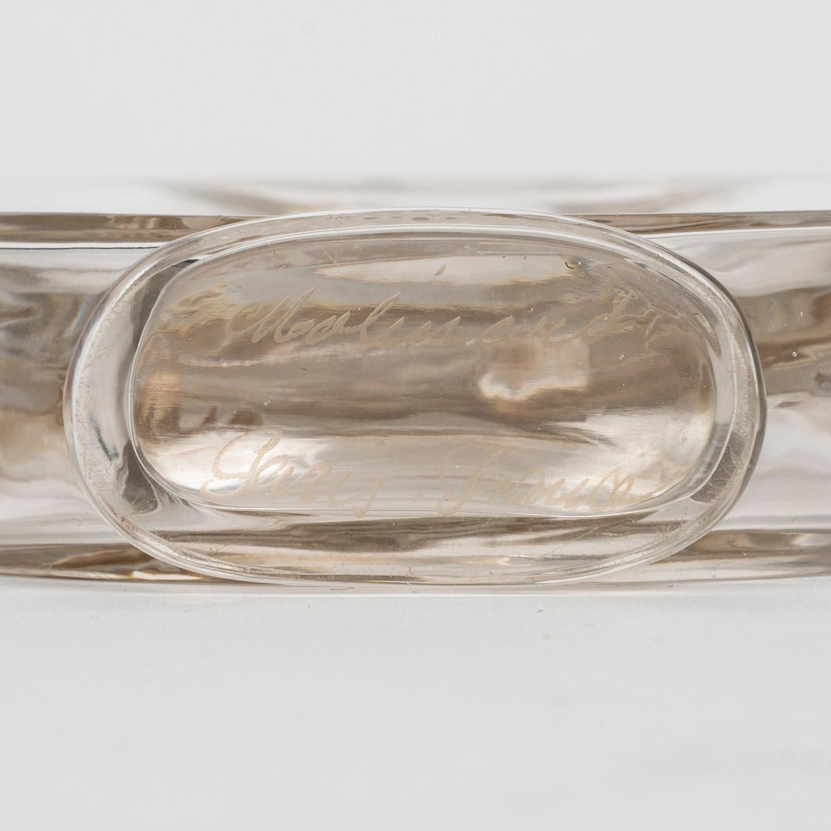 Molded 1928 Rene Lalique Baiser du Faune Perfume Bottle Glass Sepia Patina for Molinard