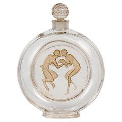 1928 René Lalique Frasco de perfume Baiser du Faune Vidrio pátina sepia para Molinard